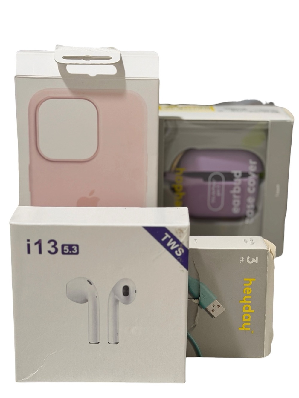 Apple iPhone 14 Pro Chalk Pink MagSafe Case Bundle + Heyday Cable + Earbuds